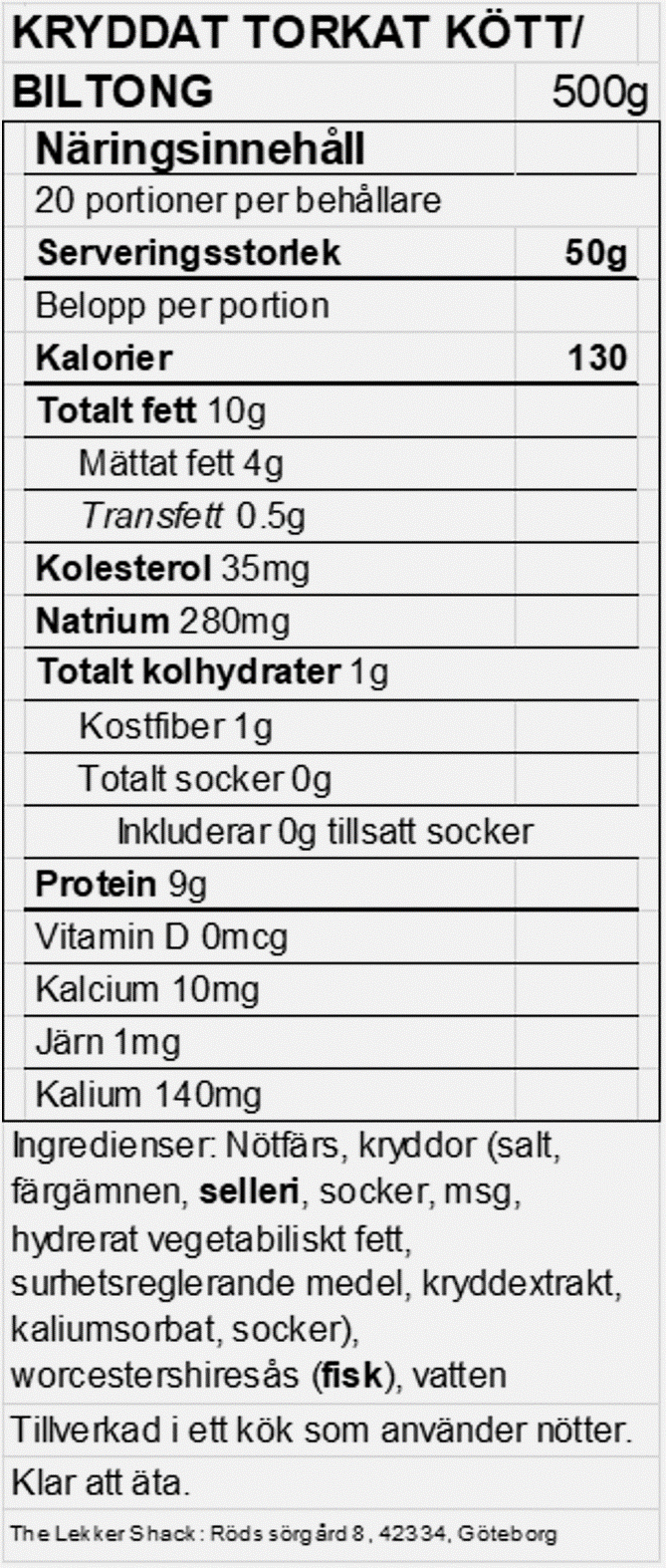 Biltong - Lean (No Fat)